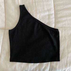One shoulder ribbed tank